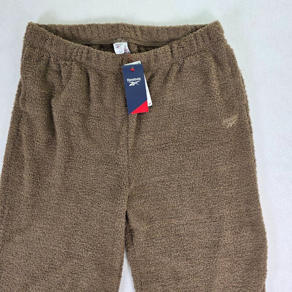 Reebok XL Brown Plush Fleece Lounge Pants Elastic Waist‎ NWT